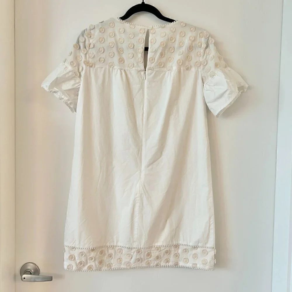J. Crew Women's Bell Sleeve Dot Fringe Ivory Dress Size 4